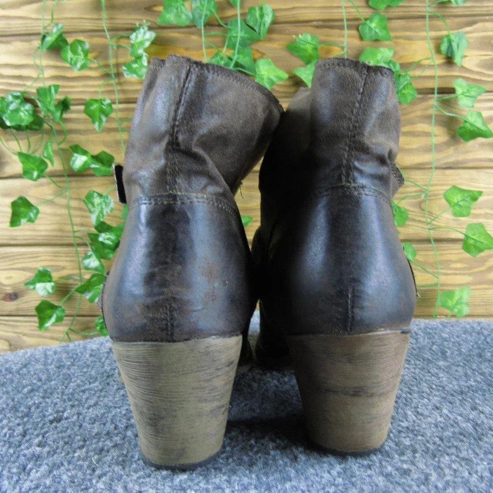 Rocket Dog Women's 9 Brown Faux Leather Ankle Boots Western‎ Style Buckle